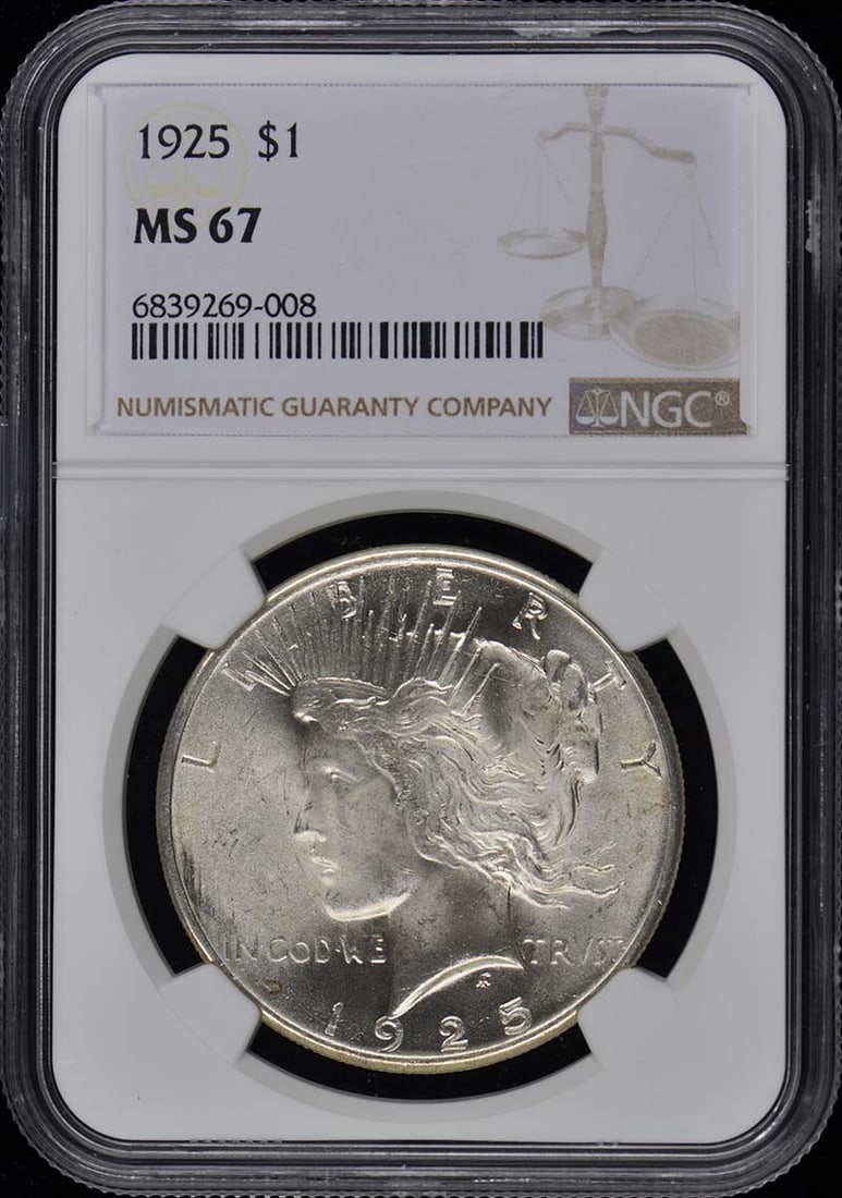 1925 NGC MS67 Peace Dollar Uncirculated Coin Philadelphia (1 of 2)