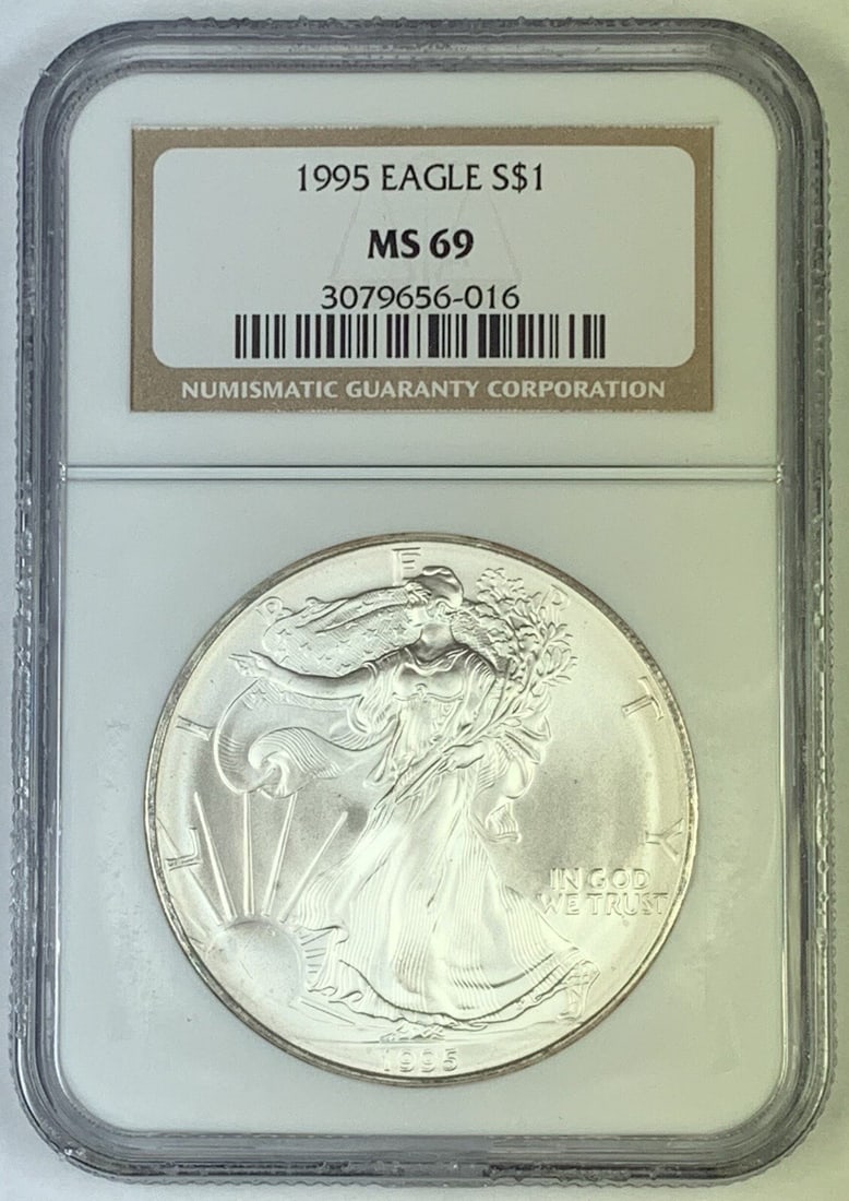 Set of 5 1995 Silver Eagle Dollars NGC MS 69 Certified (1 of 2)
