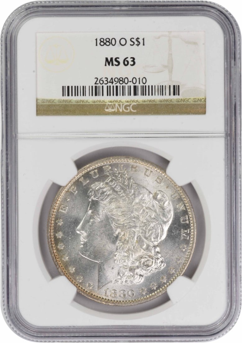 MS63 NGC Certified 1880-O $1 Morgan Dollar Uncirculated Silver Coin (1 of 4)