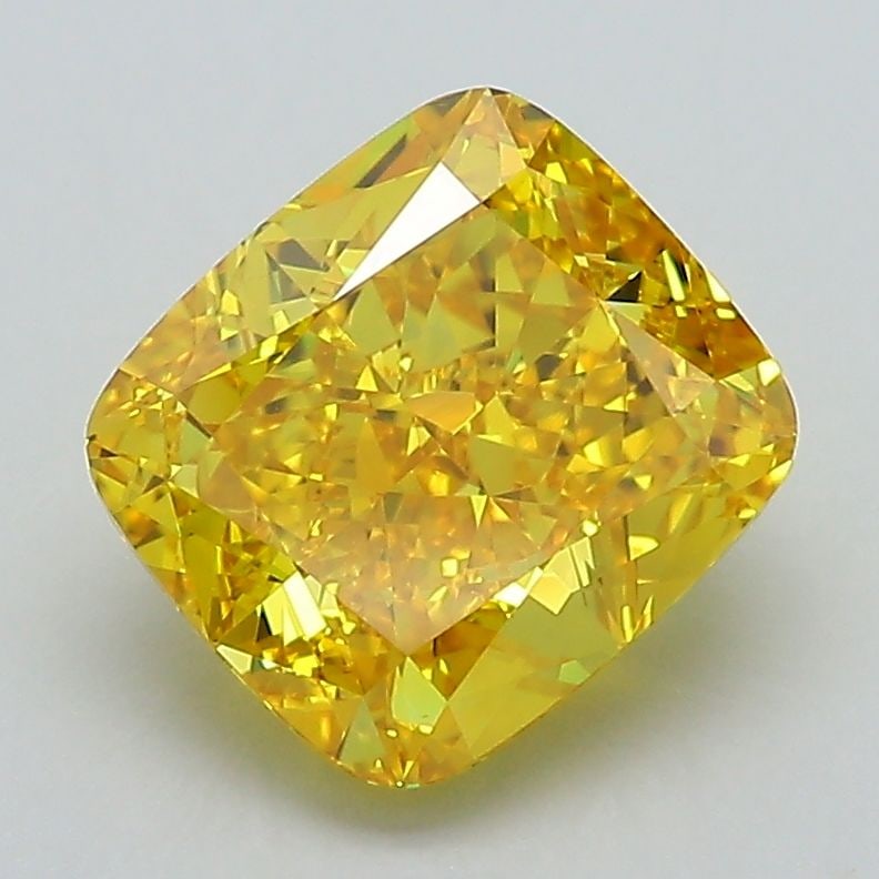 Loose Diamond - CUSHION BRILLIANT 2.6ct Fancy Vivid Yellow VVS2: Loose Diamond - CUSHION BRILLIANT 2.6ct Fancy Vivid Yellow VVS2 Source: This is a real non-mined Diamond that has been grown in a lab Shape: CUSHION BRILLIANT Carats: 2.6 Color: Fancy Vivid Yellow
