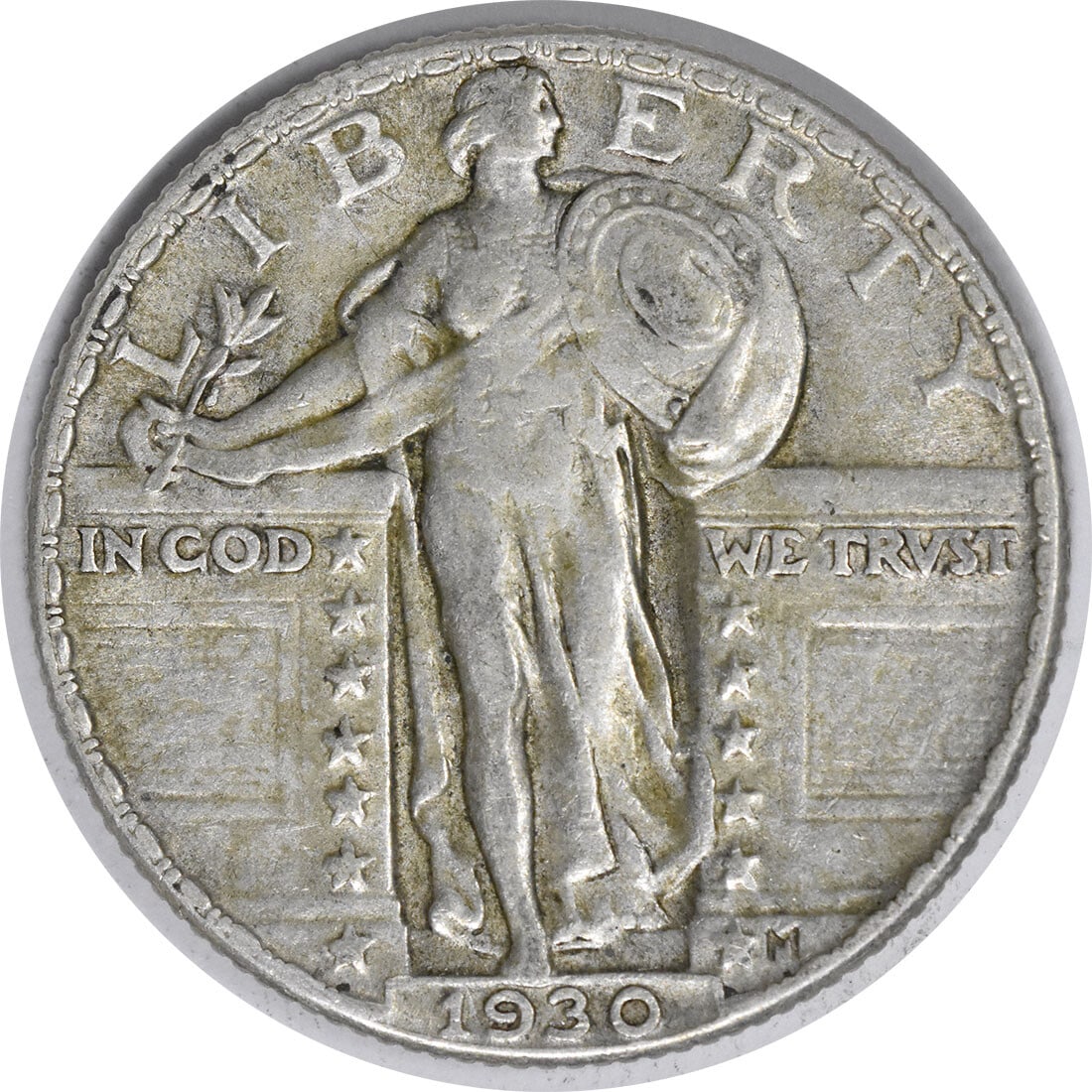 1930 Standing Liberty Quarter AU Uncertified 90% Silver Coin: 1930 Standing Liberty Quarter AU Uncertified 90% Silver Coin This 1930 Standing Liberty Silver Quarter is a beautiful representation of American coinage, featuring a striking design by Hermon A. Mac N