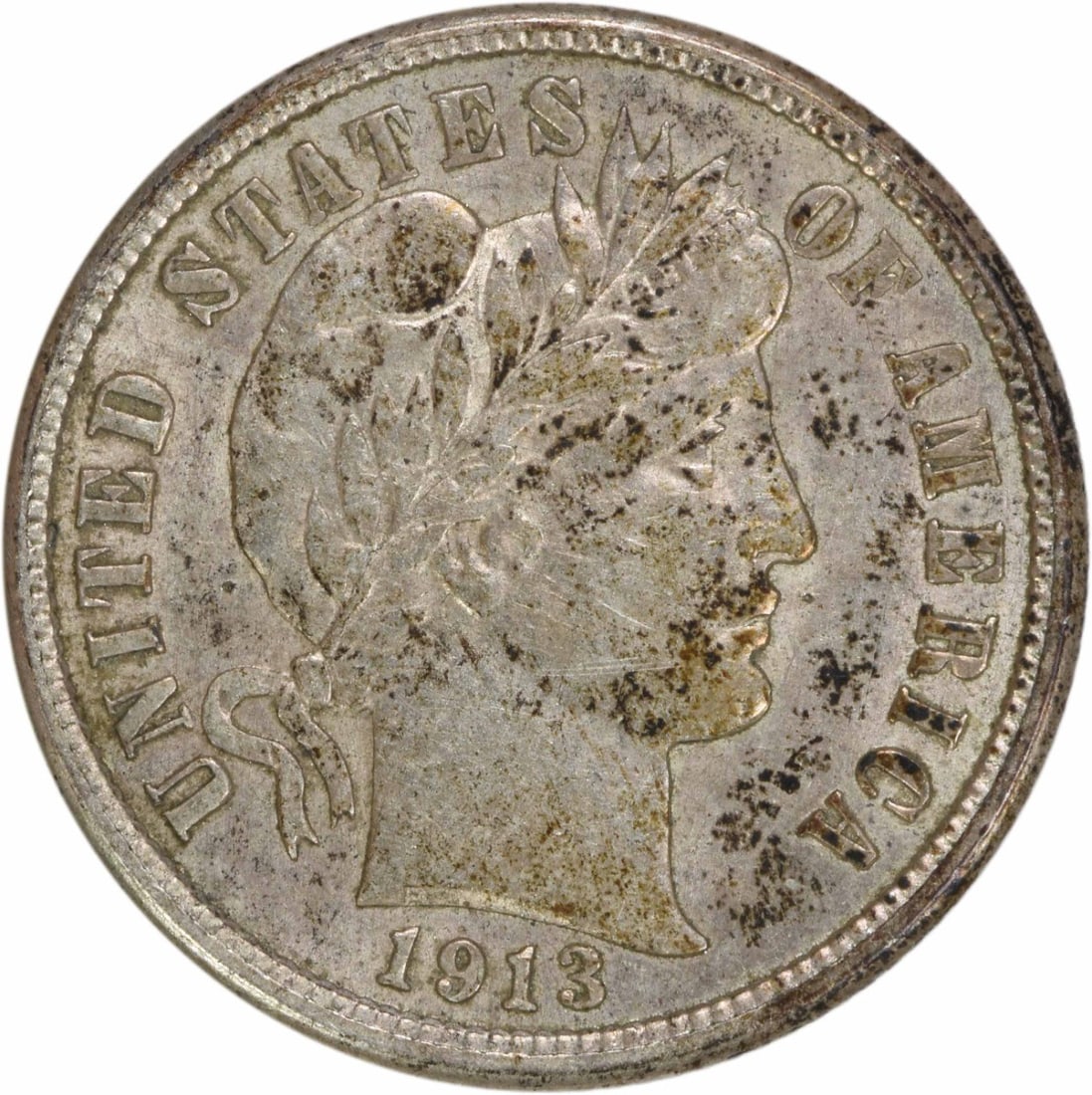 1913 Barber Dime AU Grade Philadelphia Mint 90 Percent Silver Uncertified (1 of 2)