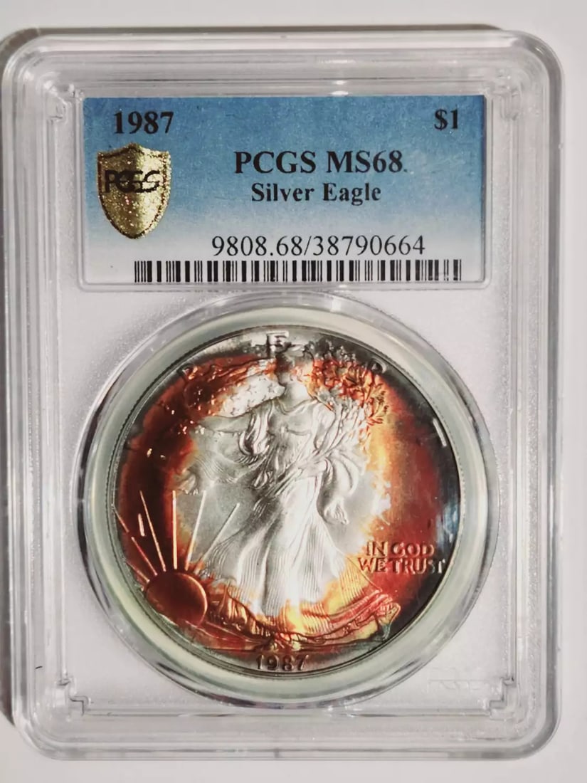 1987 P Silver Eagle PCGS MS68 Uncirculated Coin (1 of 2)