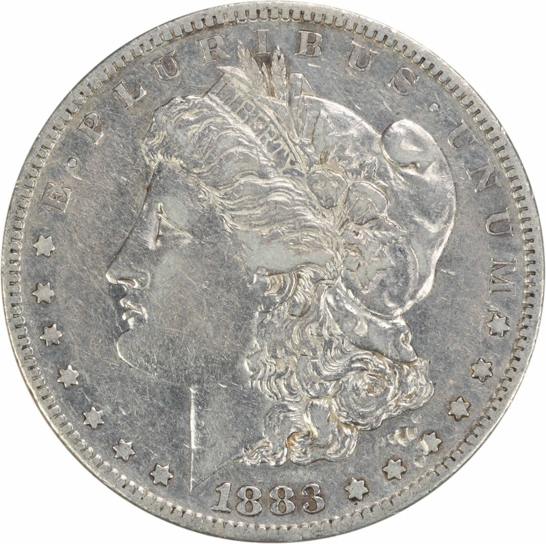 1883 San Francisco Morgan Silver Dollar VF Grade Uncertified: 1883 San Francisco Morgan Silver Dollar VF Grade Uncertified This is an 1883-S Morgan Dollar struck at the San Francisco Mint. The coin is composed of 90% silver and 10% copper, with a denomination of