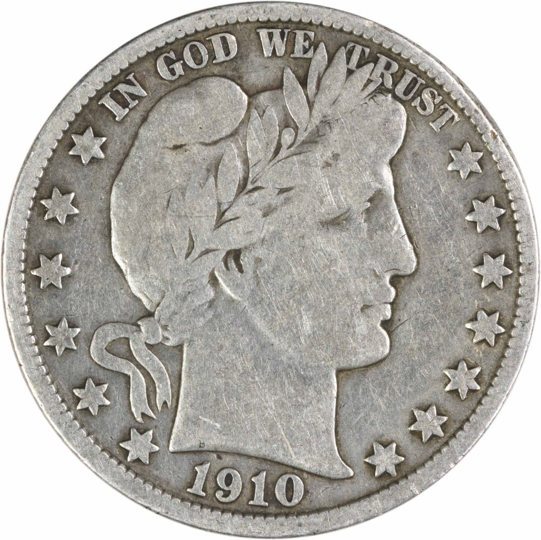 1910 Barber Half Dollar 90 Percent Silver Philadelphia VG Uncertified Coin (1 of 2)