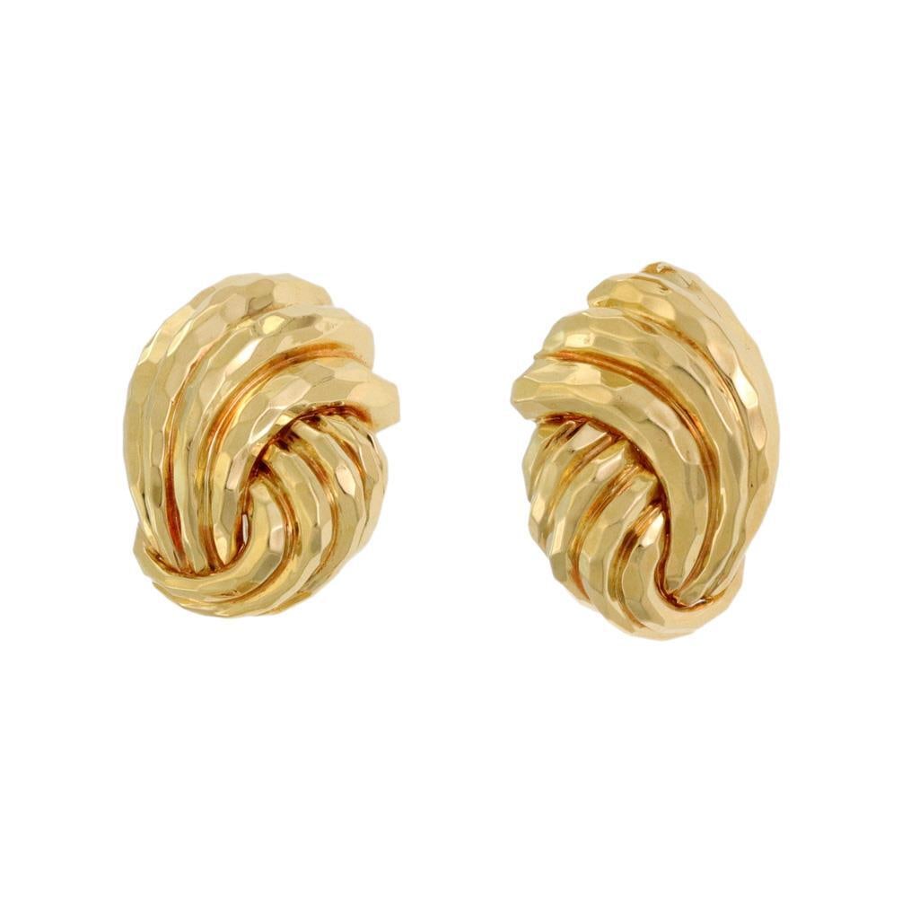 Henry Dunay 18k Yellow Gold Shell Clip On Earrings High Polished (1 of 5)