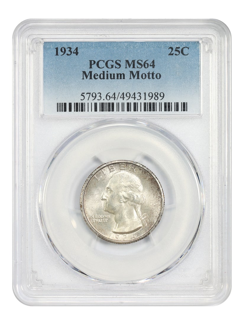 PCGS MS64 1934 Washington Quarter Medium Motto Philadelphia 25C (1 of 4)