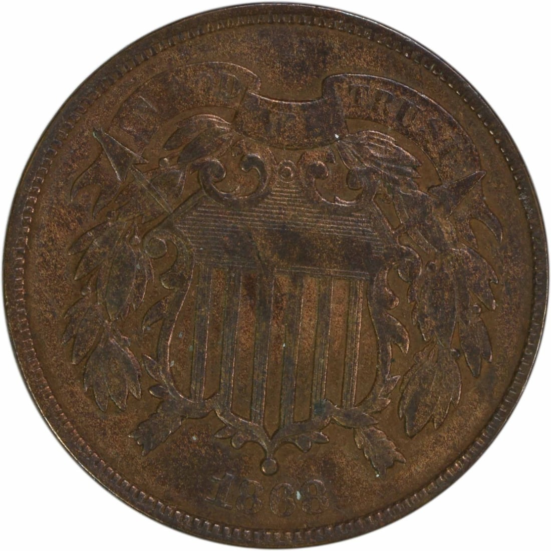1868 Two Cent Piece VF Bronze Uncertified Philadelphia Mint (1 of 2)