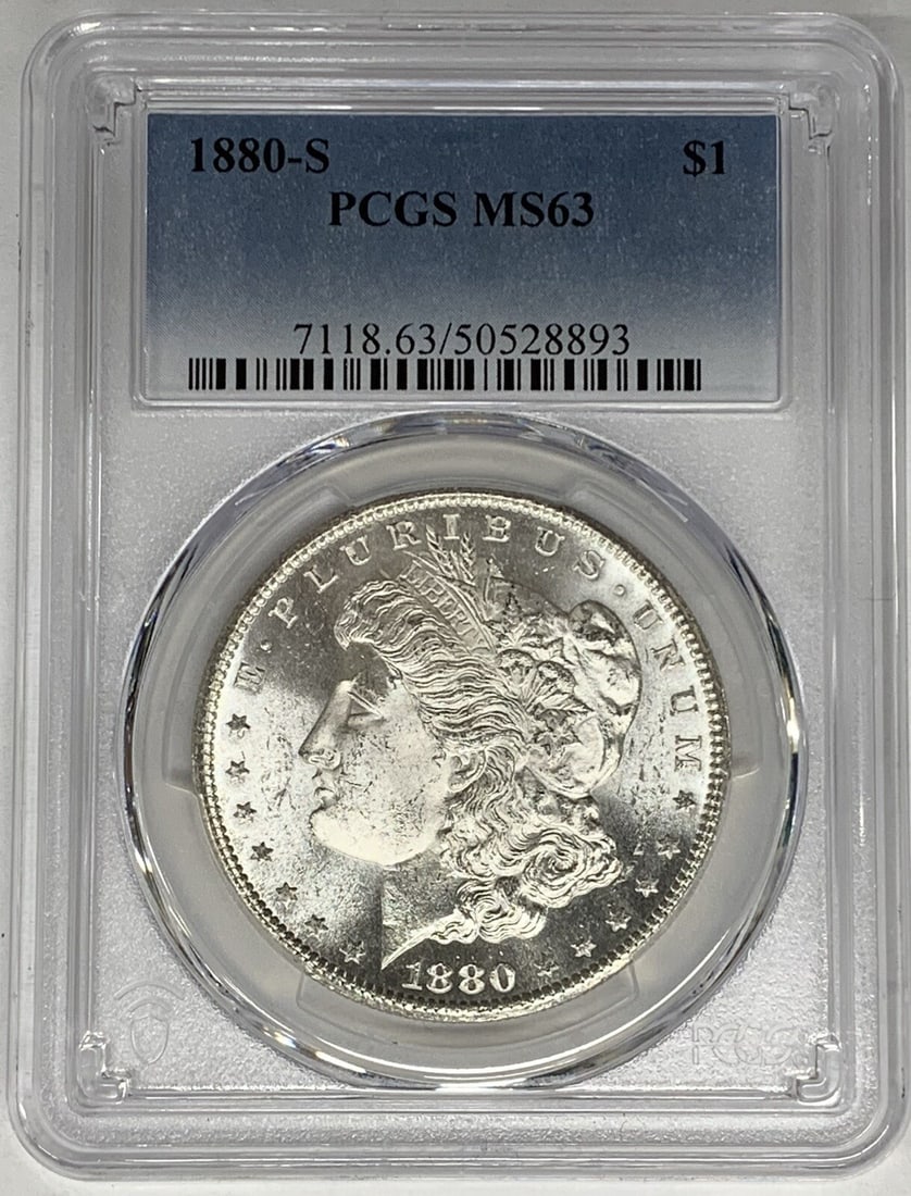 PCGS MS 63 Certified 1880-S Morgan Silver Dollar Uncirculated $1 Coin (1 of 2)