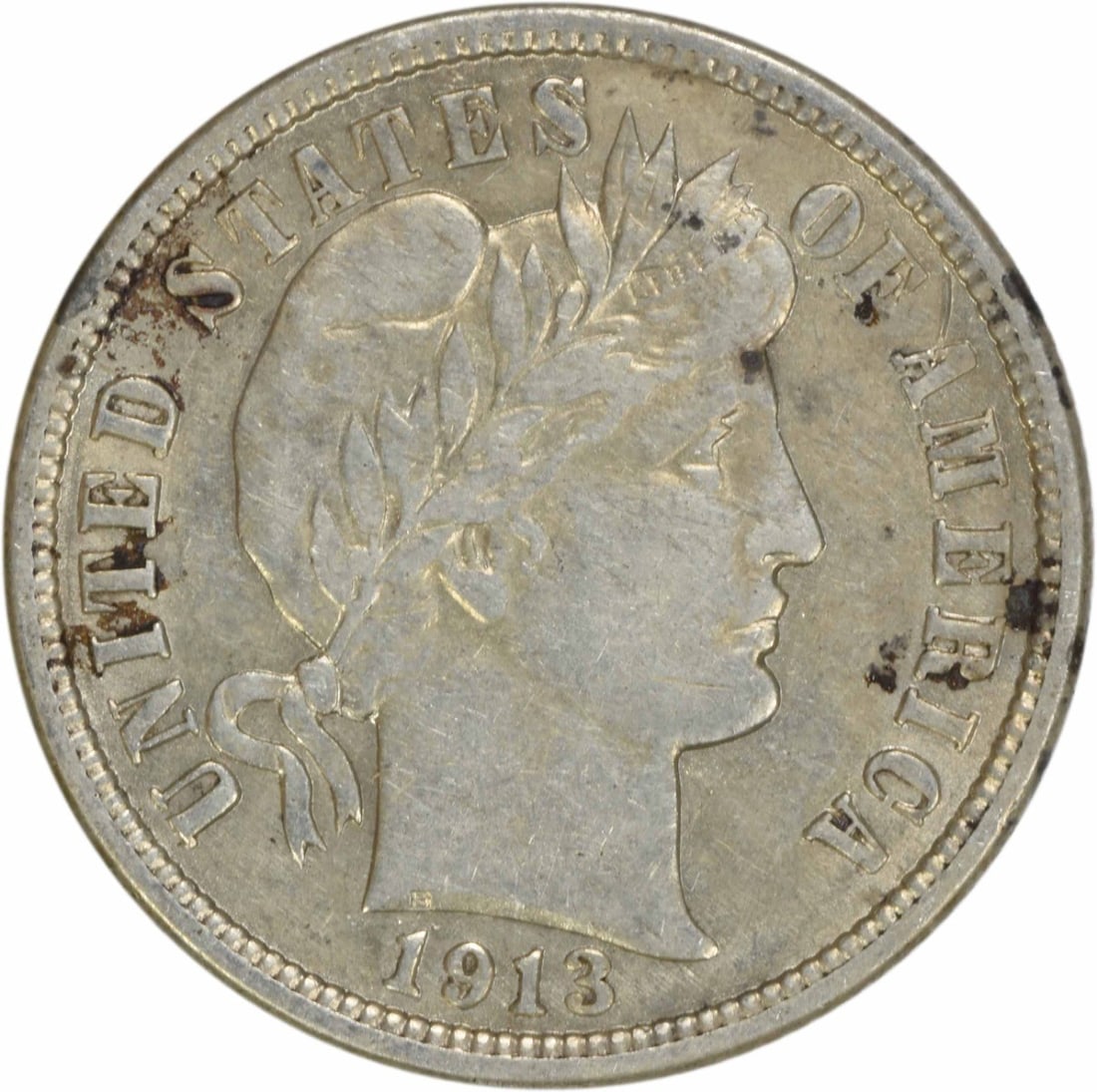 1913 Barber Silver Dime AU Uncertified 10C USA (1 of 2)