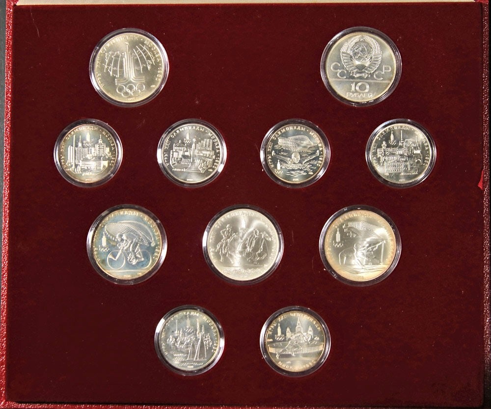 28 Piece 1980 Olympic Silver Coin Set from Russia .900 Fine in OGP (1 of 6)