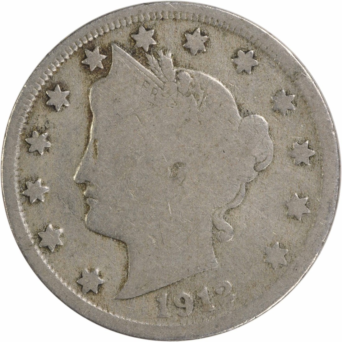 1912-S Liberty Nickel 5C VG Uncertified Coin by Charles E Barber: 1912-S Liberty Nickel 5C VG Uncertified Coin by Charles E Barber This 1912-S Liberty Nickel is a classic collectible from the San Francisco mint, featuring the iconic design by Charles E. Barber. The