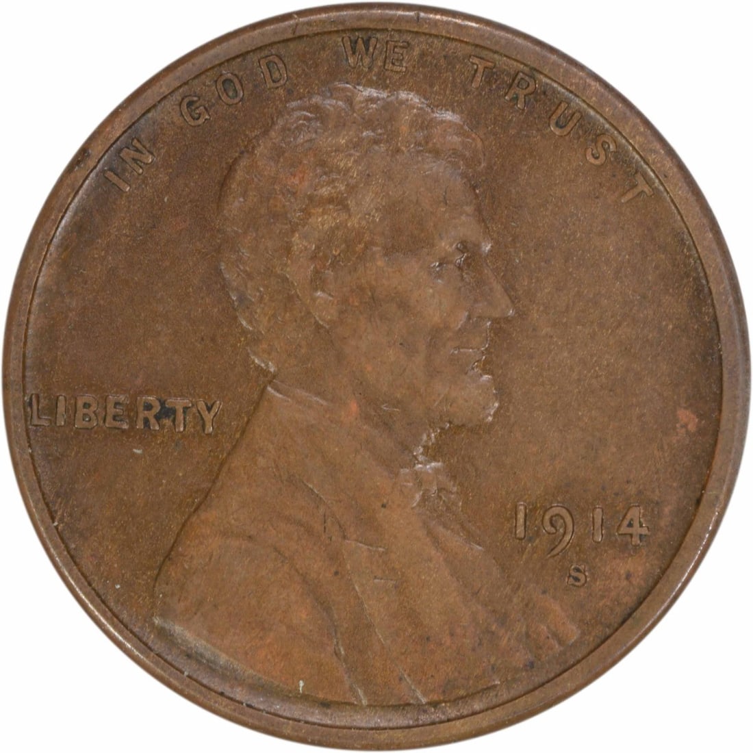1914-S Lincoln Wheat Cent EF Uncertified Copper Coin (1 of 2)
