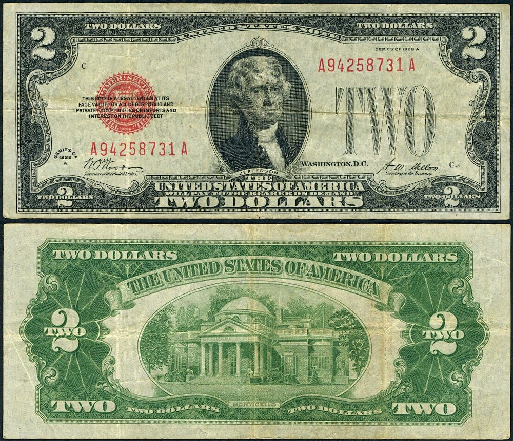 1928-A $2 Legal Tender Note FR. 1502 A-A Block VF (1 of 3)