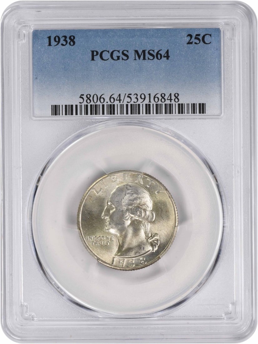 1938 Washington Quarter MS64 PCGS 90% Silver Uncirculated (1 of 2)