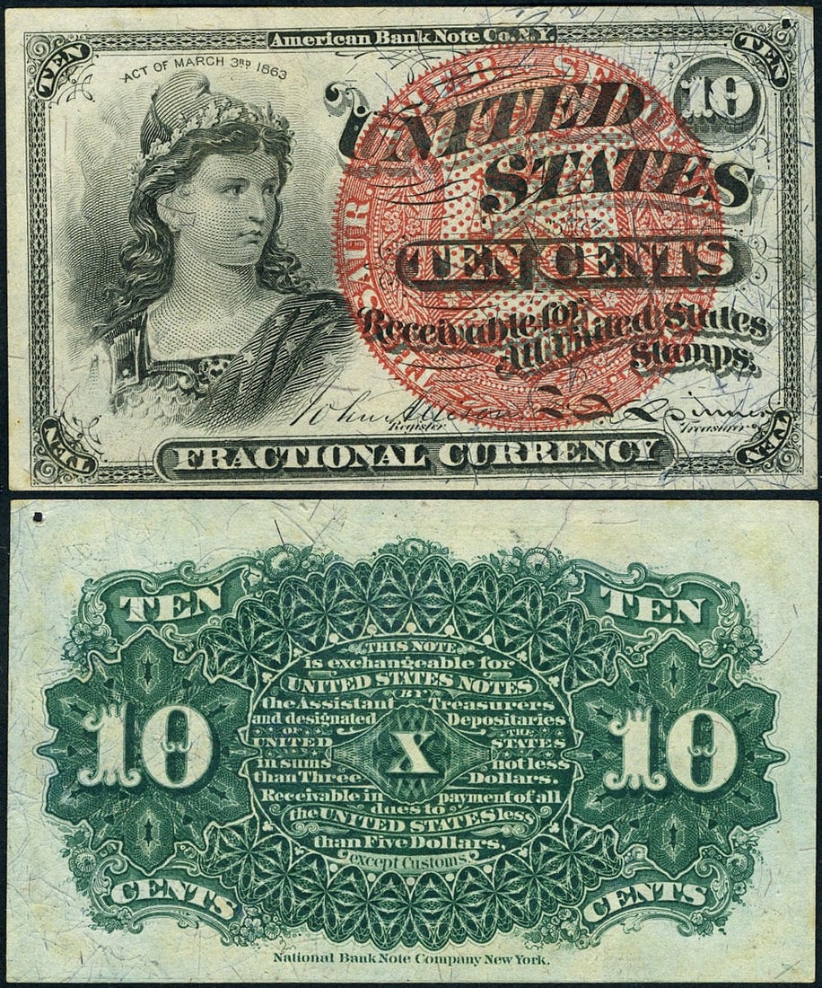 FR. 1259 10c 4th Issue Fractional Note Choice Uncirculated Pinhole (1 of 3)