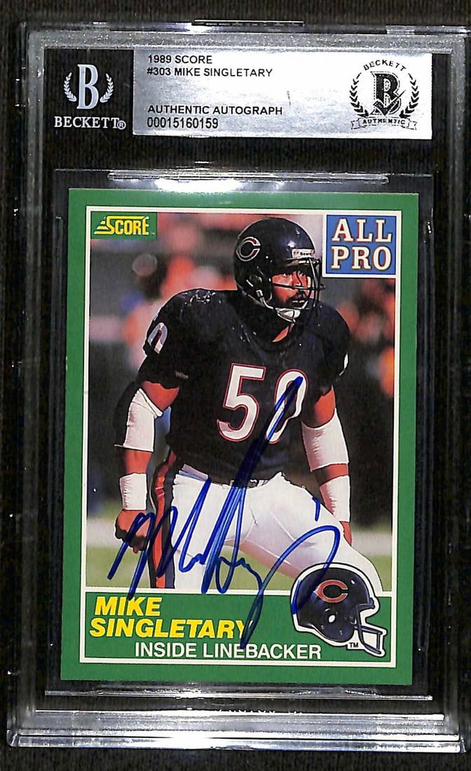 1989 Score #303 Mike Singletary Autographed Football Card Beckett Authenticated (1 of 1)