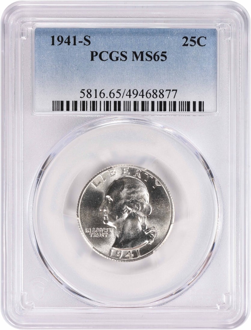 1941-S Washington Silver Quarter MS65 PCGS Certified Uncirculated (1 of 2)