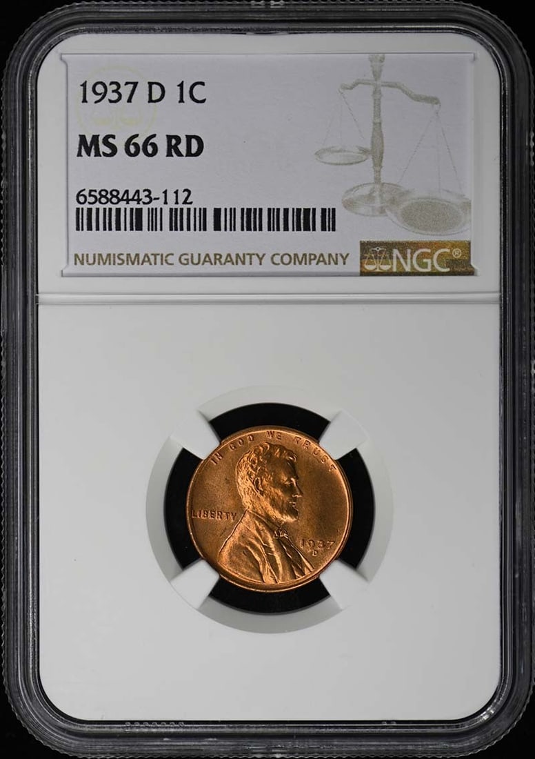 1937-D NGC MS66RD Wheat Reverse Lincoln Cent Uncirculated (1 of 4)