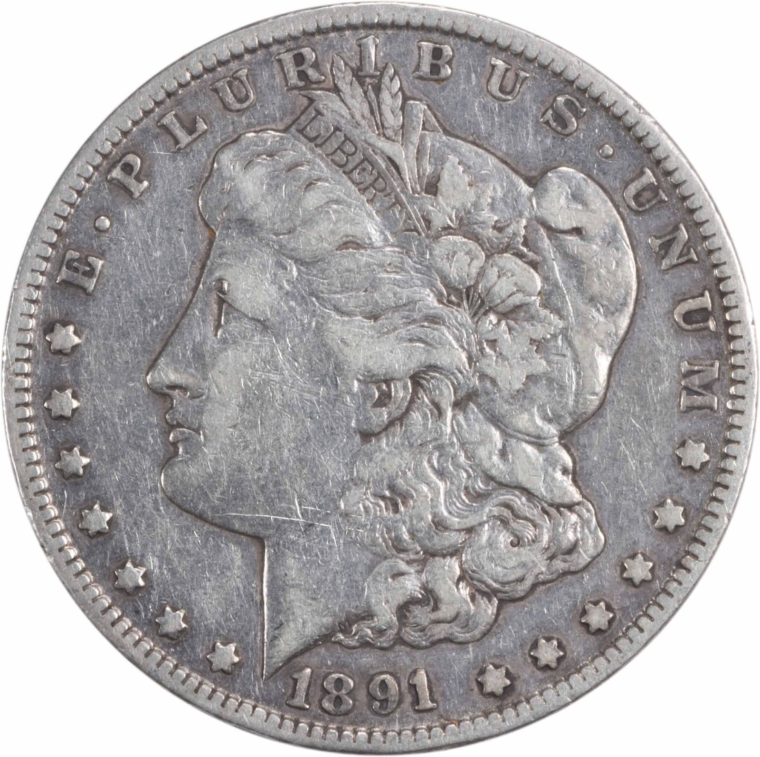 1891-CC Morgan Silver Dollar VF Uncertified 90% Silver Coin (1 of 2)