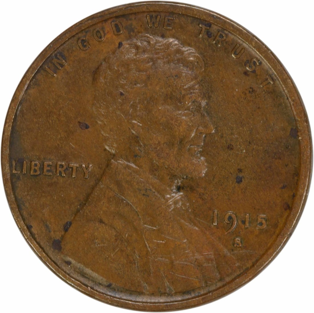 1915-S Lincoln Wheat Cent EF Uncertified Copper Coin (1 of 2)