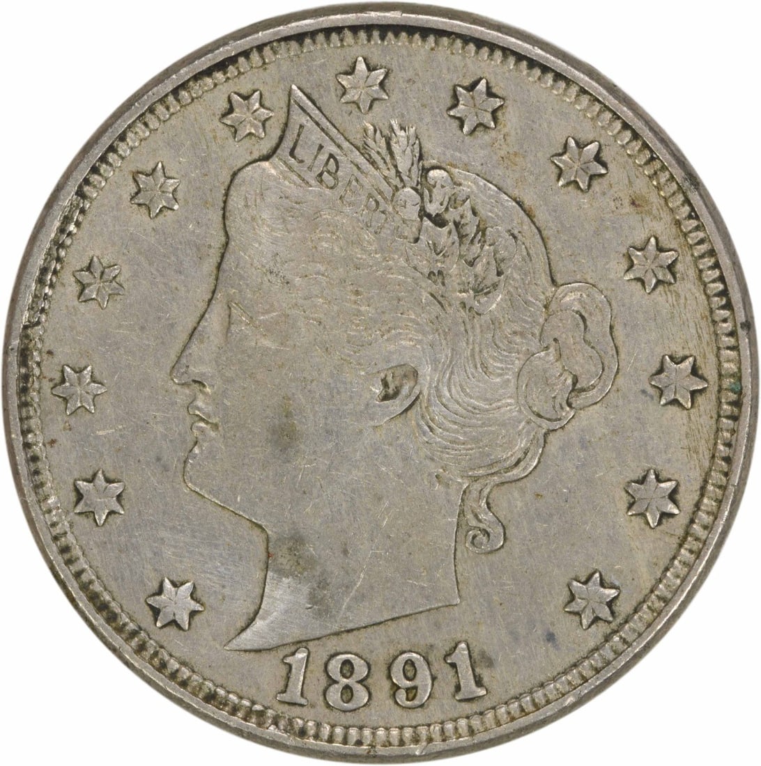 1891 Liberty Nickel EF Circulated Uncertified Coin Philadelphia (1 of 2)