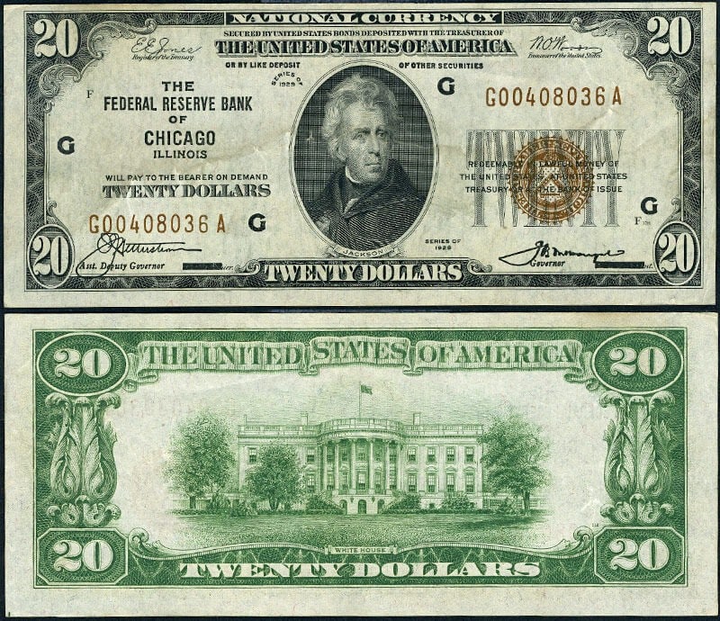 1929 $20 Chicago Federal Reserve Note FR. 1870 G-A Block XF (1 of 3)