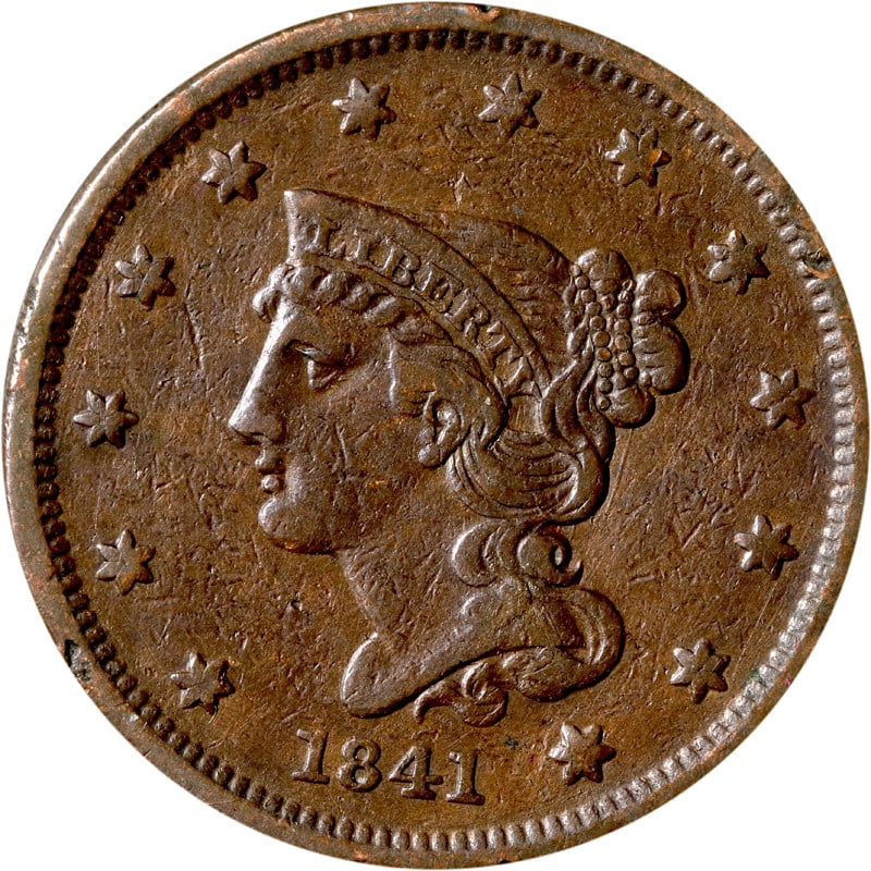 1841 United States Copper Large Cent Circulated Coin (1 of 2)