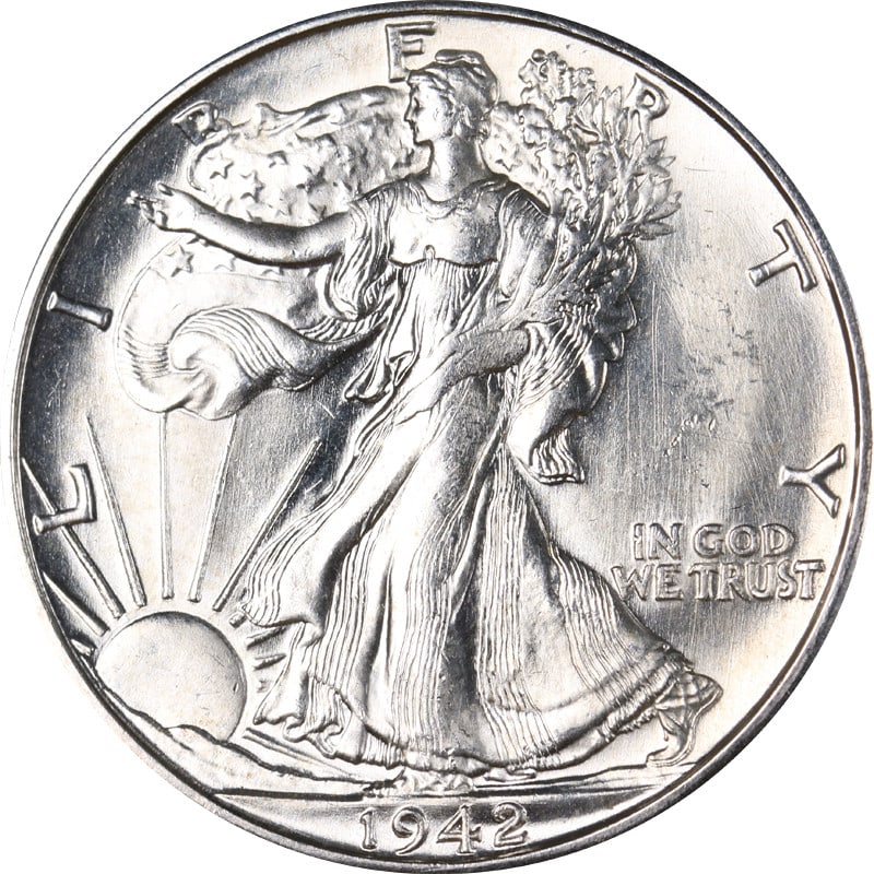 1942 Denver Silver Walking Liberty Half Dollar Circulated United States Coin (1 of 2)