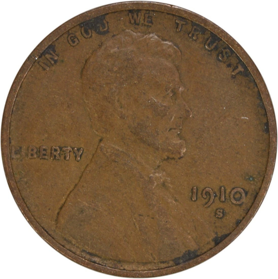 1910-S Lincoln Wheat Cent EF Uncertified Copper Coin (1 of 2)