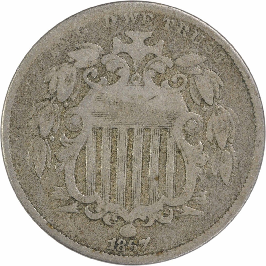 1867 Shield Nickel 5C VG Uncertified Philadelphia Mint (1 of 2)