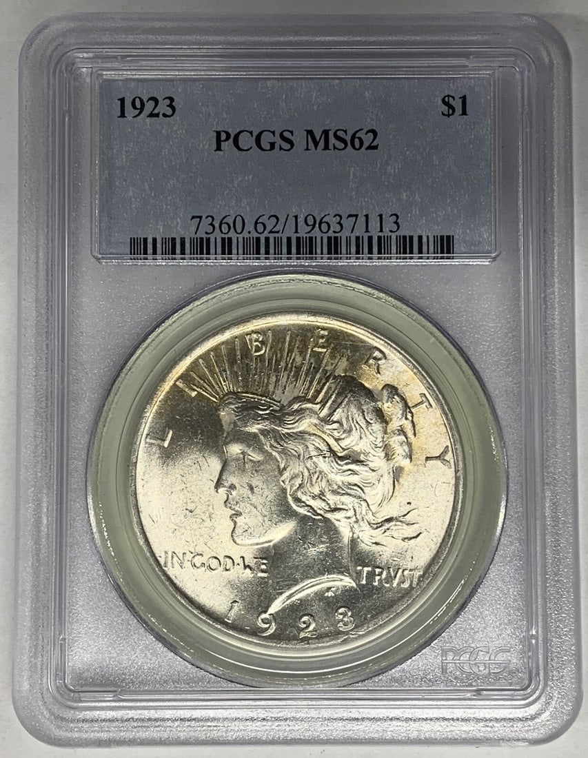 1923 Peace Dollar Silver Coin PCGS MS62 Certified Uncirculated $1 (1 of 2)