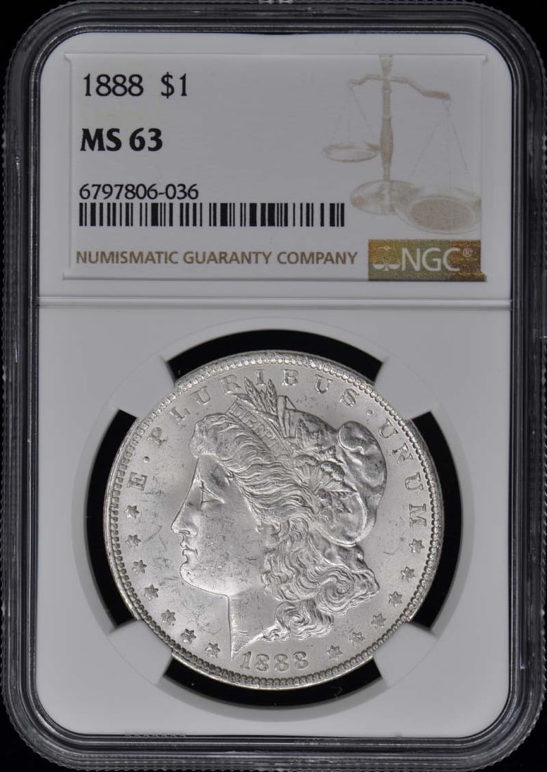 1888 Morgan Dollar NGC MS63 Certified Uncirculated Silver Coin (1 of 2)