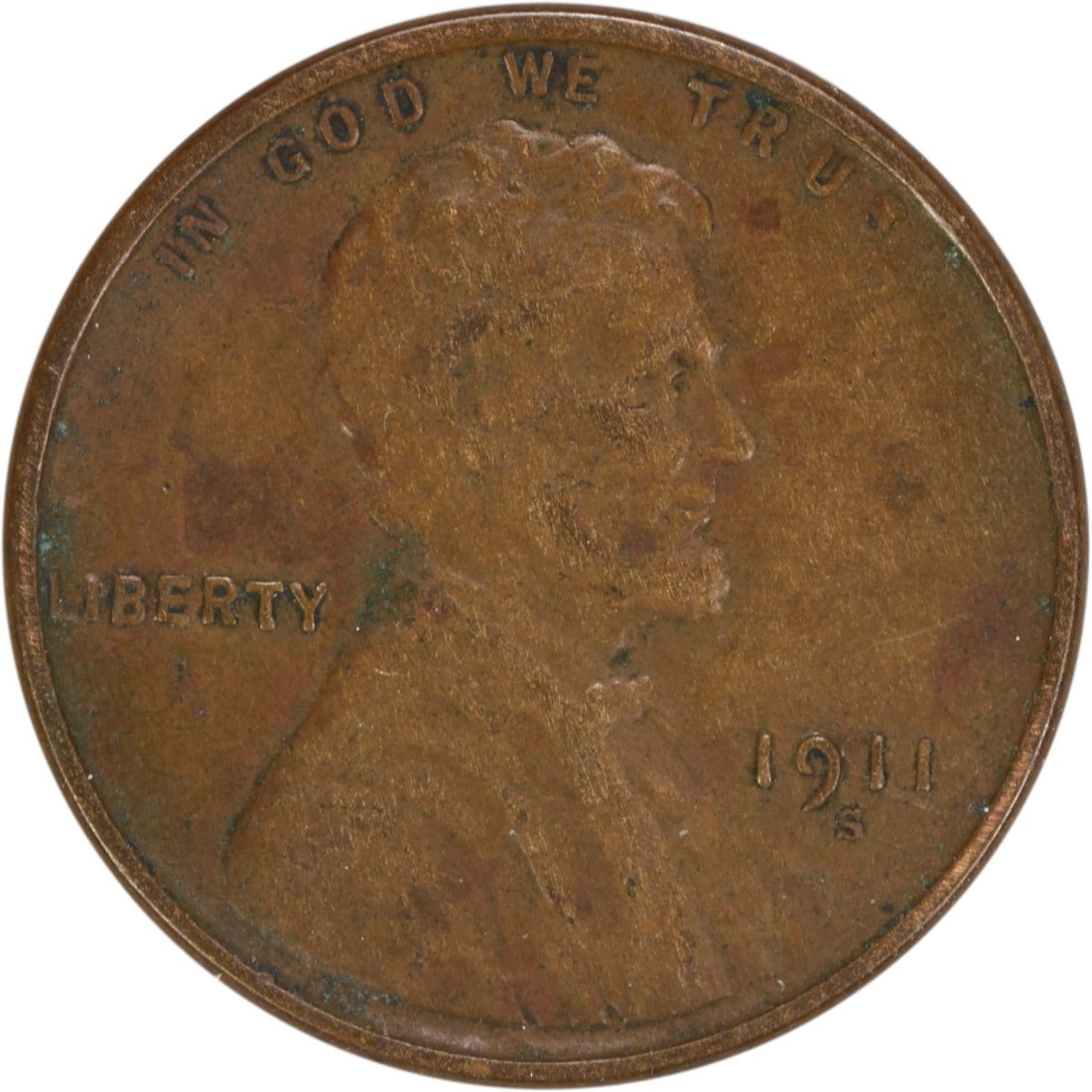 1911-S Lincoln Wheat Cent EF Uncertified Copper Coin (1 of 2)