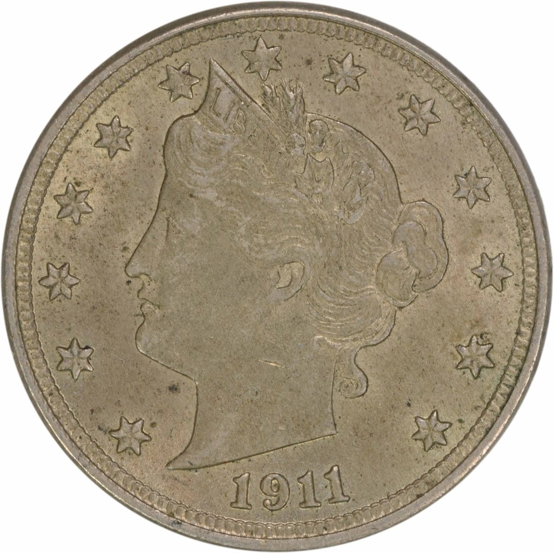 1911 Liberty Nickel AU Uncertified 5C Philadelphia Mint (1 of 2)