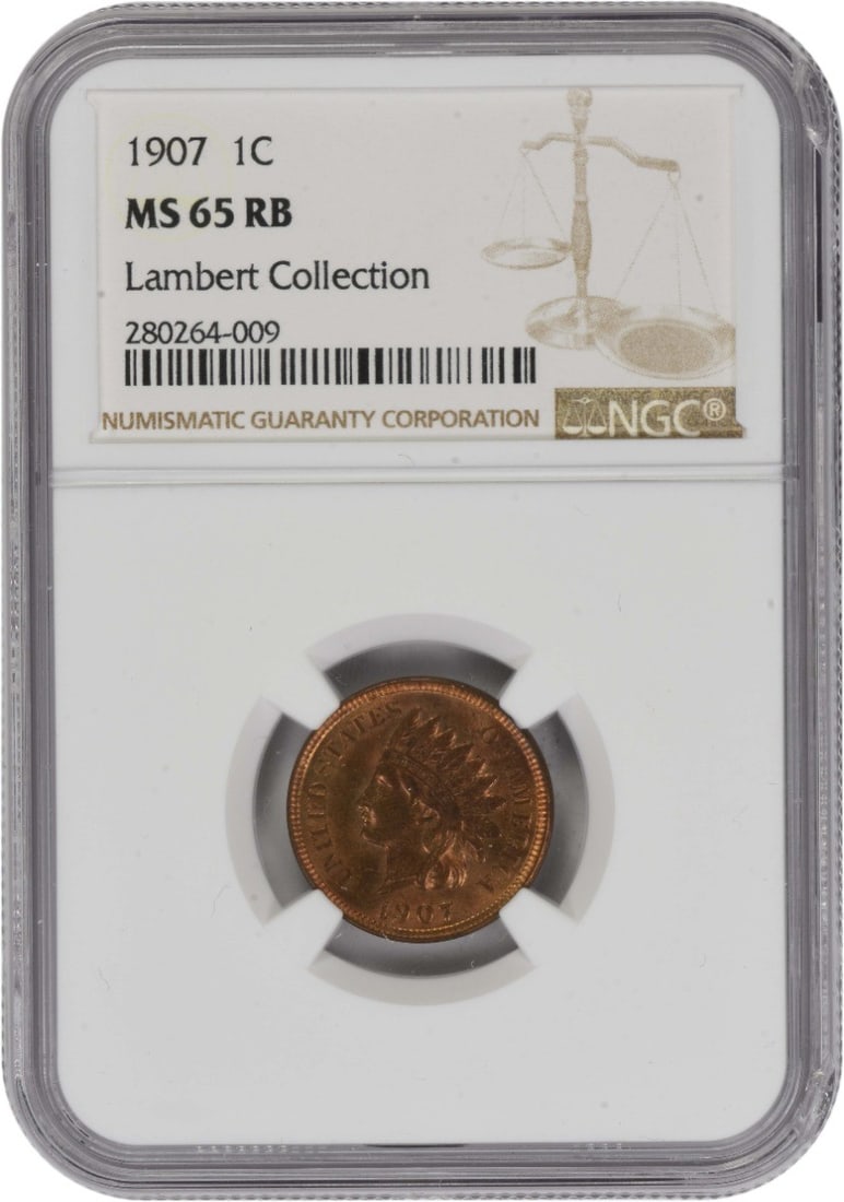 1907 Indian Head Cent MS65 Red Brown Graded by NGC (1 of 2)