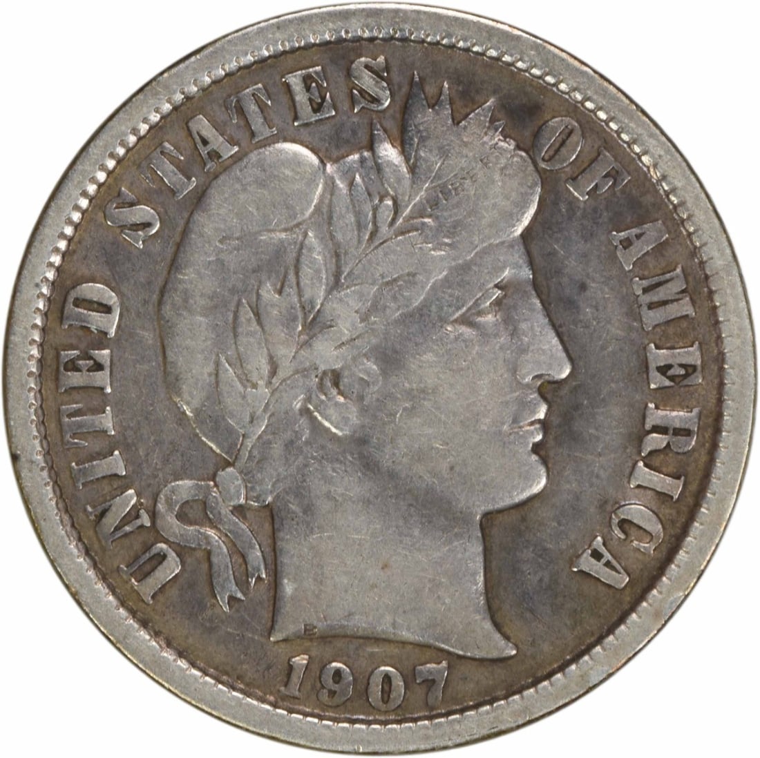 1907-O Barber Dime 10C VF Uncertified 90% Silver (1 of 2)