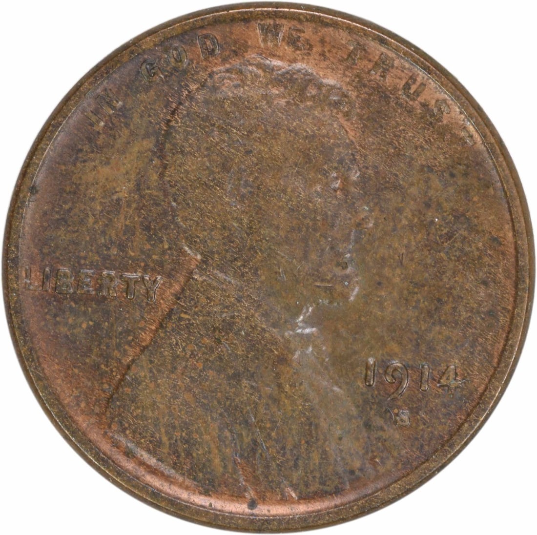 1914-S Lincoln Wheat Cent EF Uncertified Copper Coin (1 of 2)