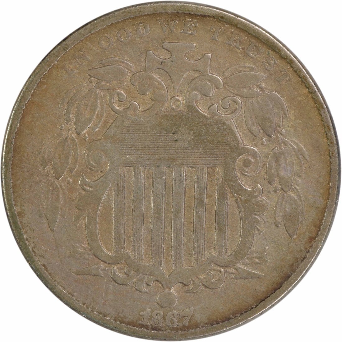 1867 Shield Nickel No Rays 5C VF Uncertified Philadelphia (1 of 2)