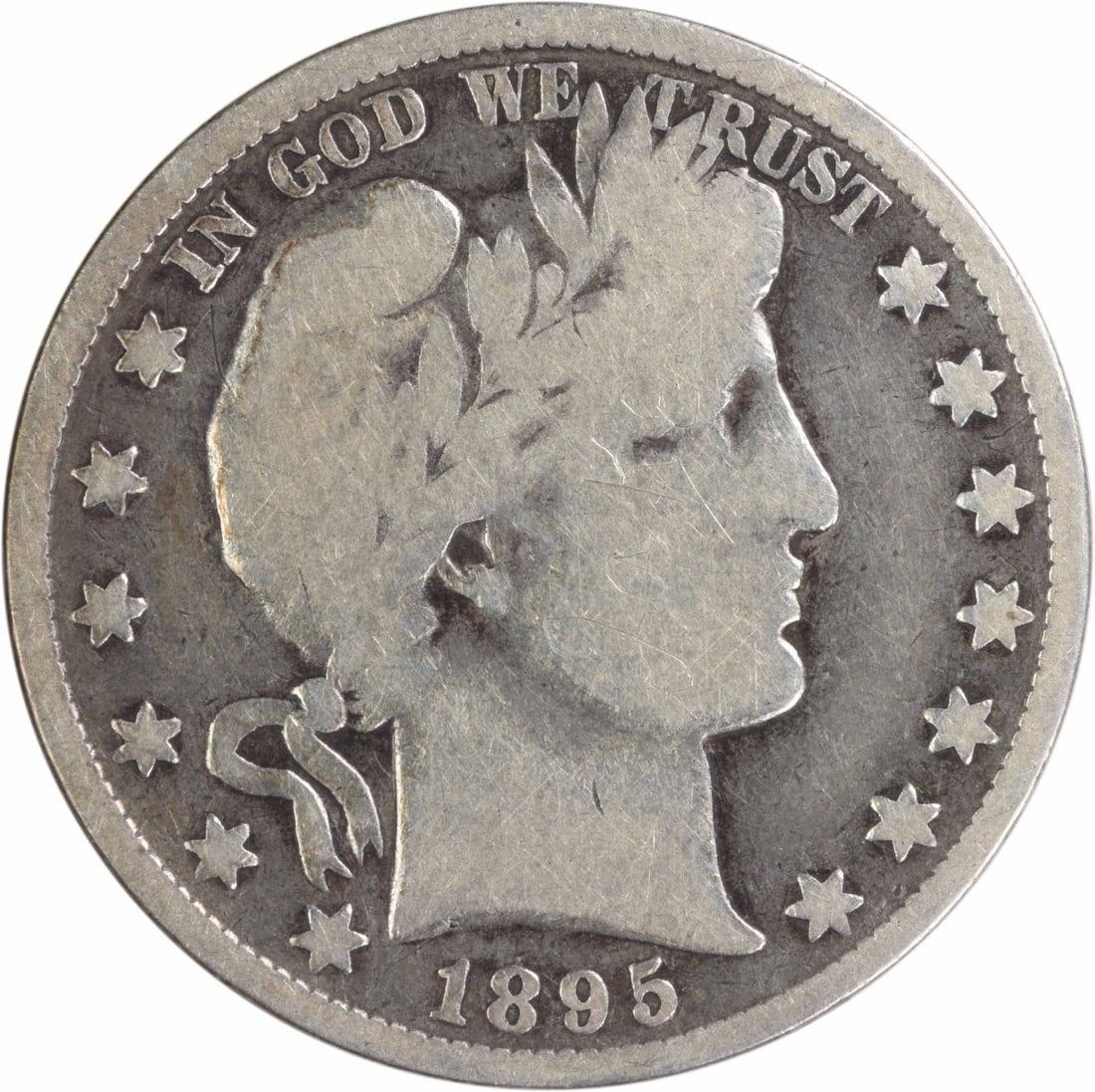 1895 Barber Half Dollar 90 Percent Silver Philadelphia Circulated Coin (1 of 2)