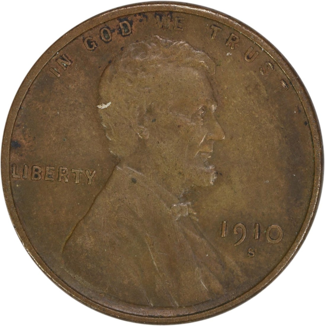 1910-S Lincoln Wheat Cent EF Uncertified Copper Coin (1 of 2)