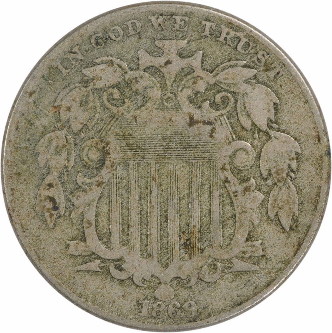 1869 Shield Nickel VF Uncertified 5C Philadelphia Mint (1 of 2)