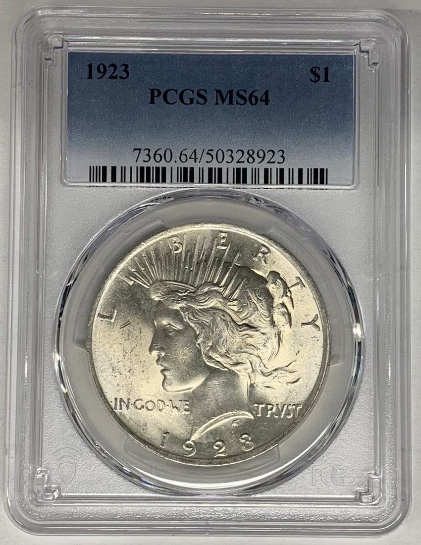 Set of 10 1923 Peace Silver Dollars PCGS MS 64 Certified (1 of 2)