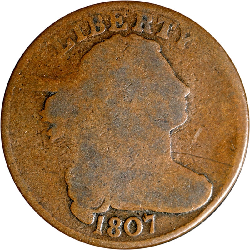 1807 United States Copper Large Cent Comet Variety Coin (1 of 2)