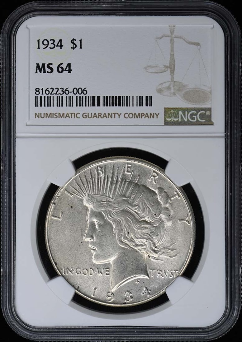 1934 NGC MS64 Peace Dollar Philadelphia Coin (1 of 2)