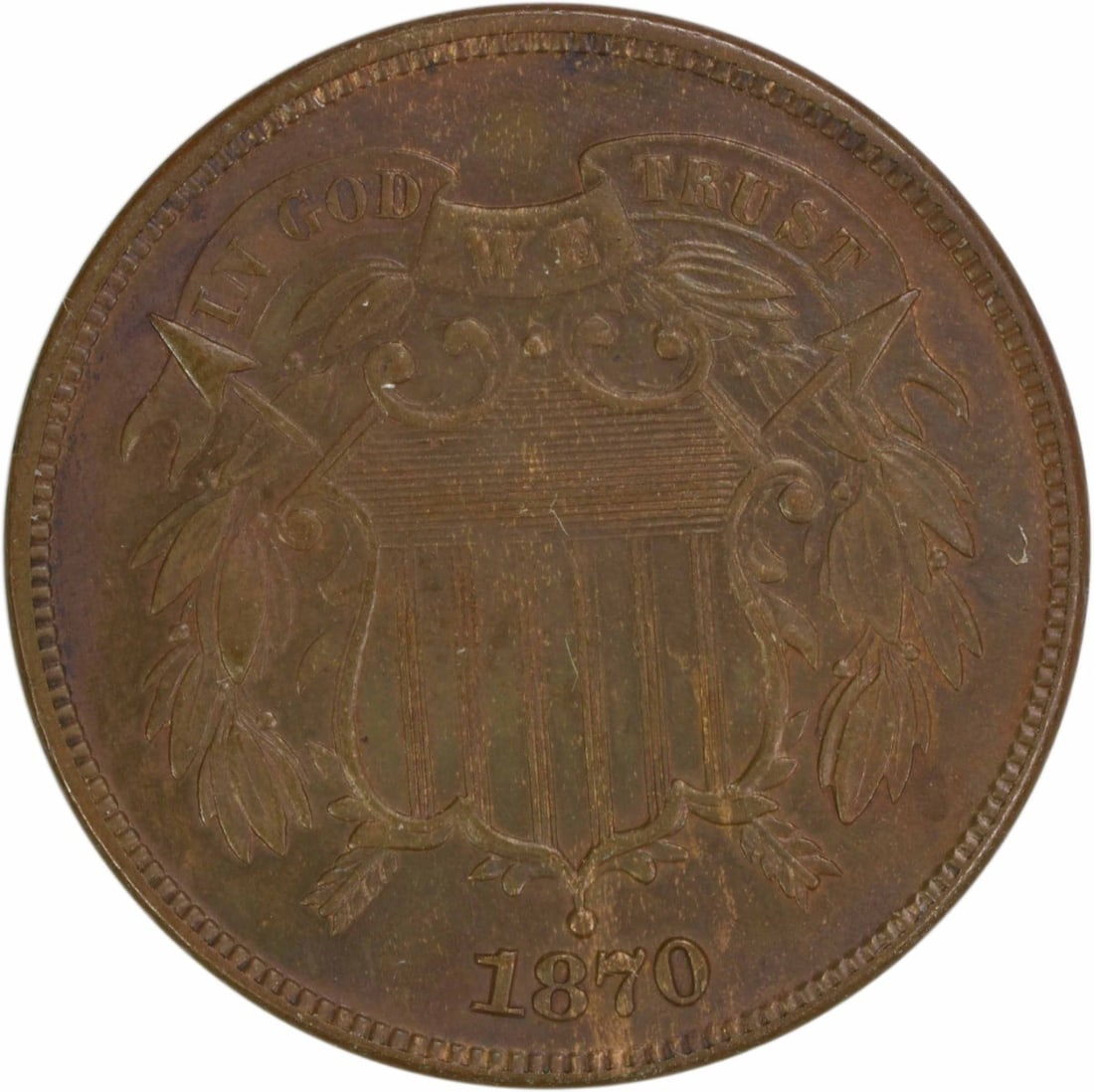 1870 Two Cent Piece Bronze Choice BU Uncertified (1 of 2)
