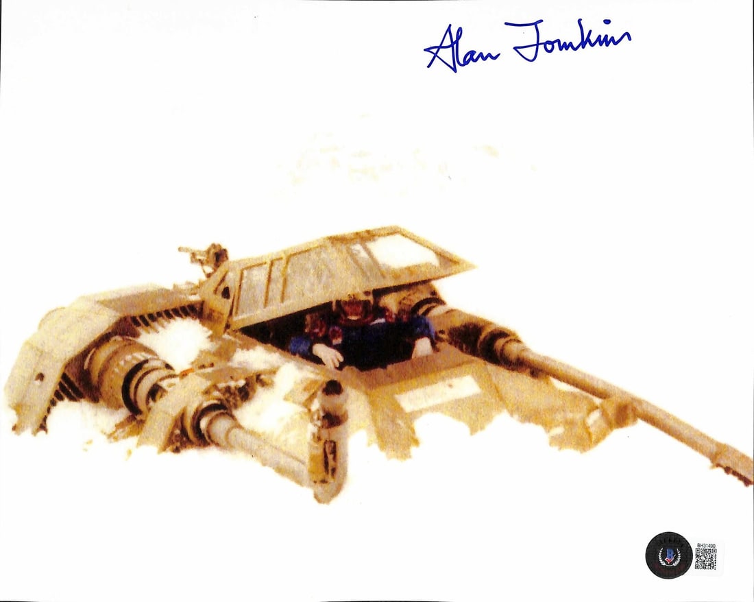 8x10 Photo Signed by Alan Tomkins Star Wars Empire Strikes Back Beckett COA: 8x10 Photo Signed by Alan Tomkins Star Wars Empire Strikes Back Beckett COA This is an original 8x10 color photograph signed by Alan Tomkins, the art director for Star Wars: The Empire Strikes Back. T