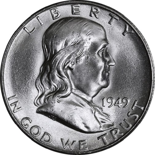 1949-S Silver Franklin Half Dollar Brilliant Uncirculated San Francisco (1 of 2)