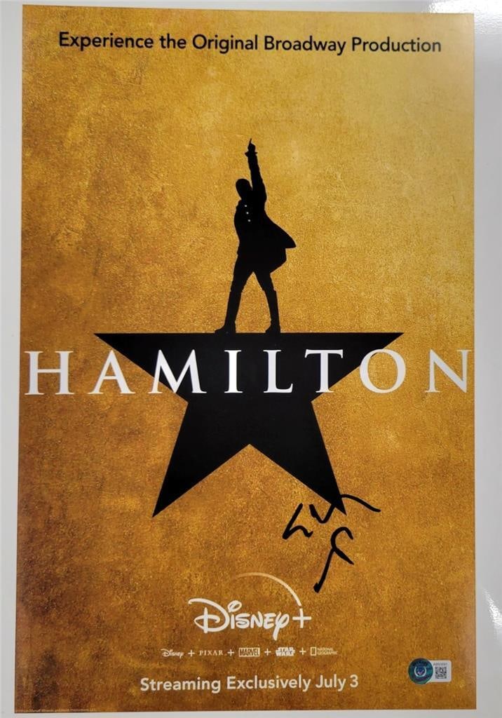 Hamilton 11x17 photo signed by Lin-Manuel Miranda Beckett authenticated: Hamilton 11x17 photo signed by Lin-Manuel Miranda Beckett authenticated This is an original 11x17 photo poster from Hamilton, personally signed by Lin-Manuel Miranda. The autograph has been authentica