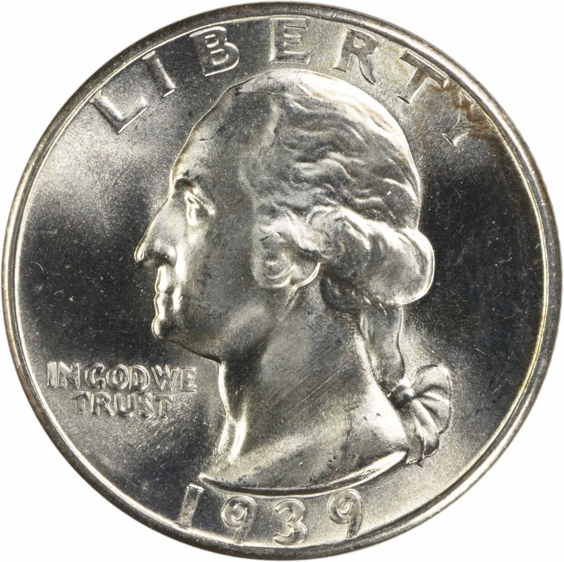 Uncirculated 1939 D Silver 25 Cent Washington Quarter Choice BU Plus (1 of 2)